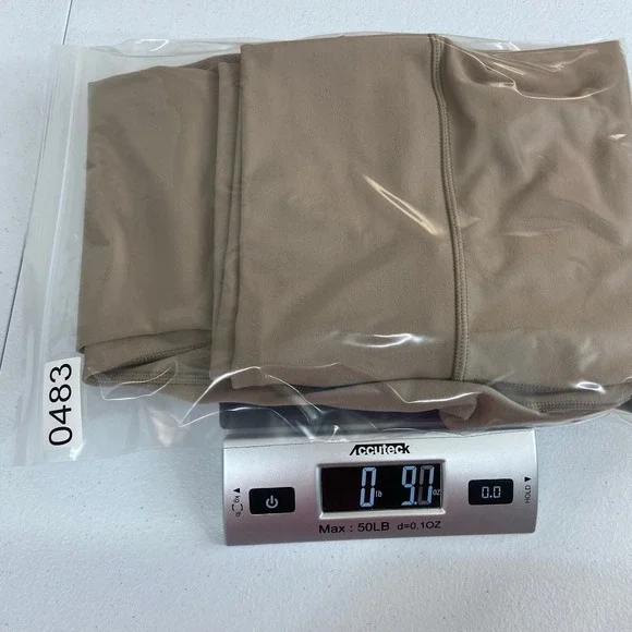 Fabletics women's tan powerhold tummy control stretch athletic active leggings L - Picture 9 of 9